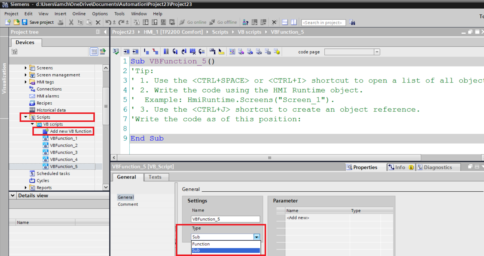 how to add vbscript in wincc